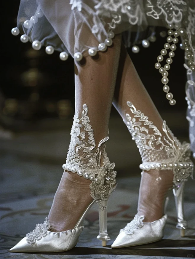 设计灵感丨复古珍珠蕾丝丝袜高跟鞋 - 小...