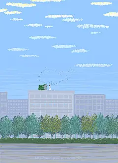 -插画家园-插画家园在地铁上画画-插画家园就在清晨吧，放飞我们的梦想~有梦就要自由飞翔~ #心情##风景##画#-插画家园