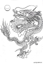 中国龙白描图