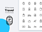 Travel icons icon flight take off toothbrush transit trolley briefcase monorail duty free plane luggage tag luggage travel pillow air ticket plane window vacation passport holiday seat plane seat