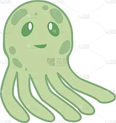 可爱快乐的水母卡通人物海洋动物矢量插图。大自然动物水生水母，水族馆热带海洋。