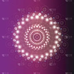紫色背景上的抽象闪亮环。矢量插图。