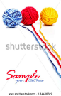 Three colorful wool yarn skeins - stock photo