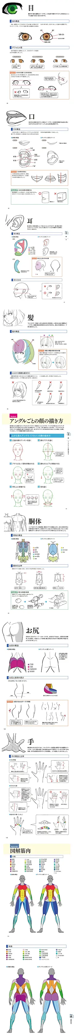 漫画人体五官 动态线稿 动漫绘画姿态参考素材 手绘速写临摹素材-淘宝网
