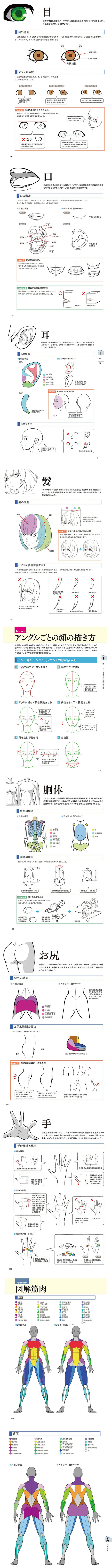 漫画人体五官 动态线稿 动漫绘画姿态参考...