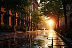 傍晚的城市商业街规划