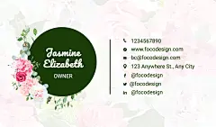 Simple Green Circle Element Florist Owner Personal Contact Information Business Card