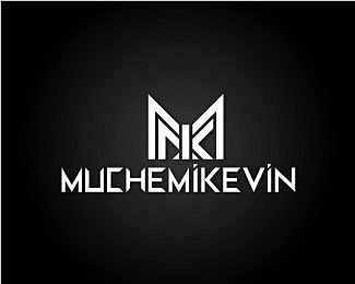 muchemikevin标志设计mk字母字体设计平面黑白色时尚商标设计标志logo