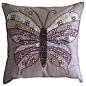 Butterfly Love Decorative Pink Silk Throw Pillow Cover, 20x20 contemporary-decorative-pillows
