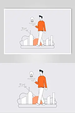 唯美清新黄色人物场景插画矢量素材-众图网
