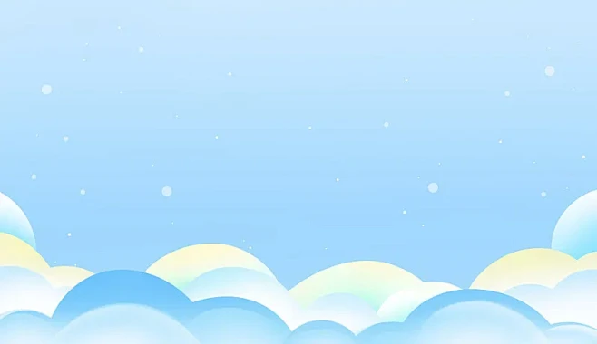 蓝色唯美卡通雪与云插画图片下载