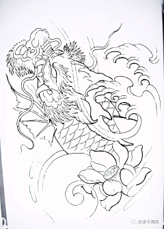 比利刺青TATTOO工作室采集到龙 鱼    刺青素材