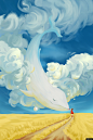 清新 治愈系 鲸鱼 海底世界 梦幻 唯美 梦幻遐想品质生活插画绘画