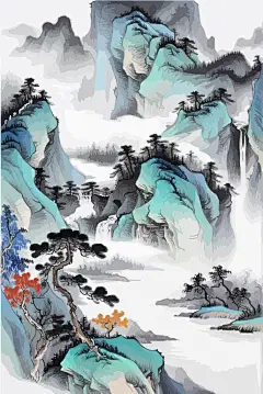 国风山水风景插画