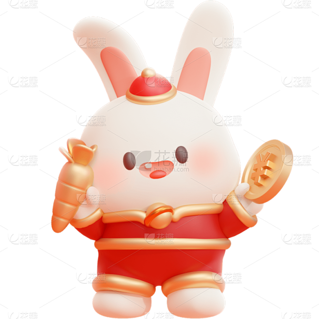 春节生肖兔拟人3D