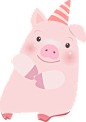 可爱粉色系猪猪新年氛围PNG元素