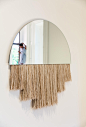 Large Clear Mirror with Fiber, Contemporary Half Moon Mirror by Ben and Aja Blanc For Sale at 1stdibs