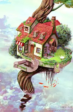 空中的房子。