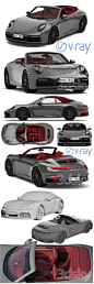 保时捷911敞篷跑车3D模型（FBX,MAX）  