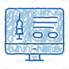注射电脑应用涂鸦图标手绘插图