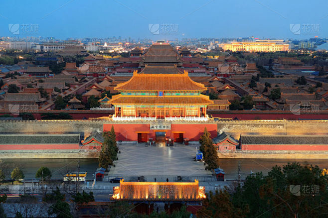 故宫,黄昏,旅游目的地,水平画幅,建筑,夜晚,无人,全景,早晨,户外