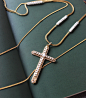欧美大牌简约镀金水晶钻毛衣链 珍珠十字架长款项链 个性设计首饰-淘宝网