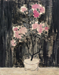 Sanyu (Chang Yu) – Pot de chrysanthèmes roses, 1940s, oil on linen 100.5x81 cm
