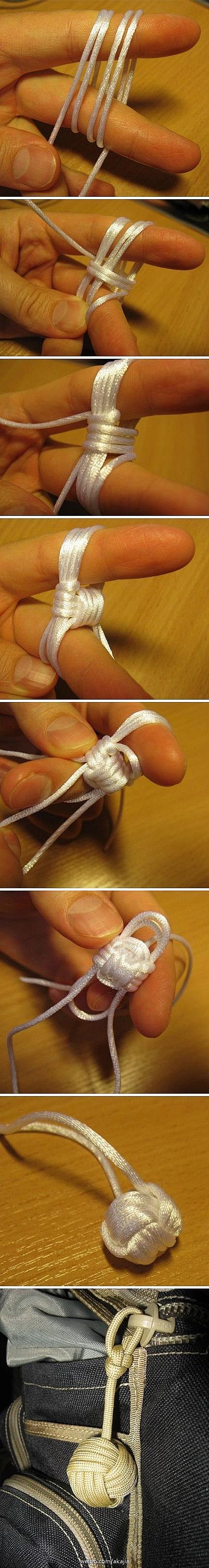 手工DIY 球形结的打法…觉得很可爱呀。...