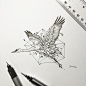 Geometric Beasts | Crane#手绘##几何##动物##kerbyrosanes#