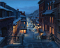 插画师Evgeny Lushpin超逼真的欧洲小镇雪景手绘插画
