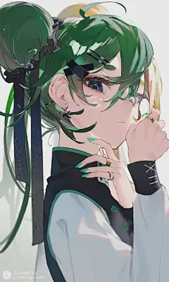 少女 中国风 丸子头 头像 光