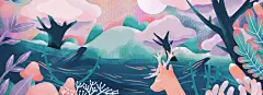 清新手绘夏季促销麋鹿花卉森系背景高清素材 旅行 设计图片 免费下载 页面网页 平面电商 创意素材