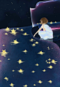 拾星星的女孩_蔚蓝Blue_tree__插画师作品_涂鸦王国gracg.com