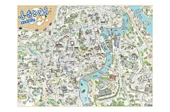 书香上海手绘地图这张手绘地图标出了上海主城区各大书店的地点。图中绘出的建筑都是上海较出名的建筑，比如外滩、陆家嘴、一大会址、世博园等等。原图：8MB，网盘地址