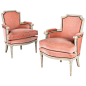 Pair of Louis XVI Style Painted Bergere Armchairs, Early 1900s 1