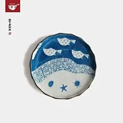 lototo雨奶奶日式陶瓷圆盘创意菜盘 手绘碟子餐盘饭盘圆盘海韵@北坤人素材