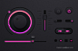 音乐播放器界面工具包 PSD，黑暗主题 UI 设计