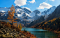 General 1280x818 nature mountains lakes snow fall Altai Mountains snowy peaks landscapes forests Russia clouds trees green water orange white blue