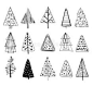Set of Doodle Christmas Trees. vector illustration