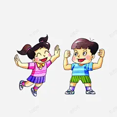 卡通课间玩耍的孩子们 创意素材