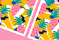 Palm Springs ILLUSTRATION  pattern poster girls Pool summer flamingo pink party
