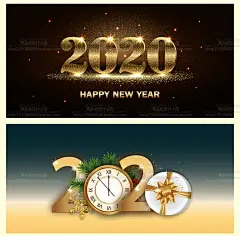 2020跨年鼠年新年圣诞节时钟横幅Banner矢量背景海报电商设计素材-淘宝网