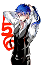 Tags: Anime, Sirou69, Fate/stay night, Lancer, Fixing Hair, Hand in Hair, Vest