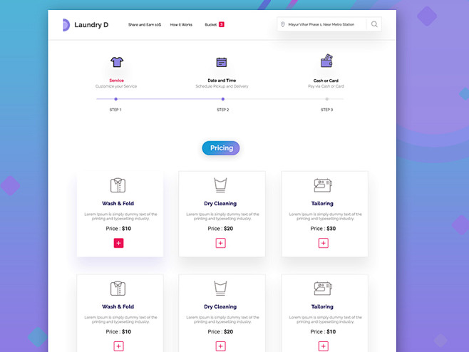 Laundry pricing page