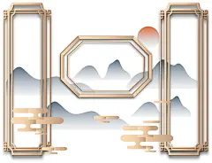 中国风传统中秋节日矢量AI设计素材窗饰海报背景图-淘宝网
