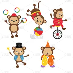 动物,马戏团,猴子,可爱的,哺乳纲,儿童,童年,布置,问候