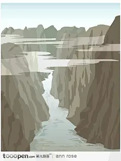 高山间的云层风景插画