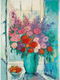 gaoxuewa_flowers_by_the_window_in_style_of_Marc_Chagall_sense_o_439e0b00-8f66-4179-8a26-cc7af3e6823d