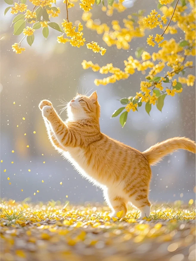 猫咪的秋日梦境：桂花雨下的浪漫舞步 - ...