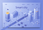 智慧城市建筑等距图2.5D网页着陆页插画矢量图素材